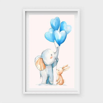 Baby Elephant play with rabbitJasmine Arts