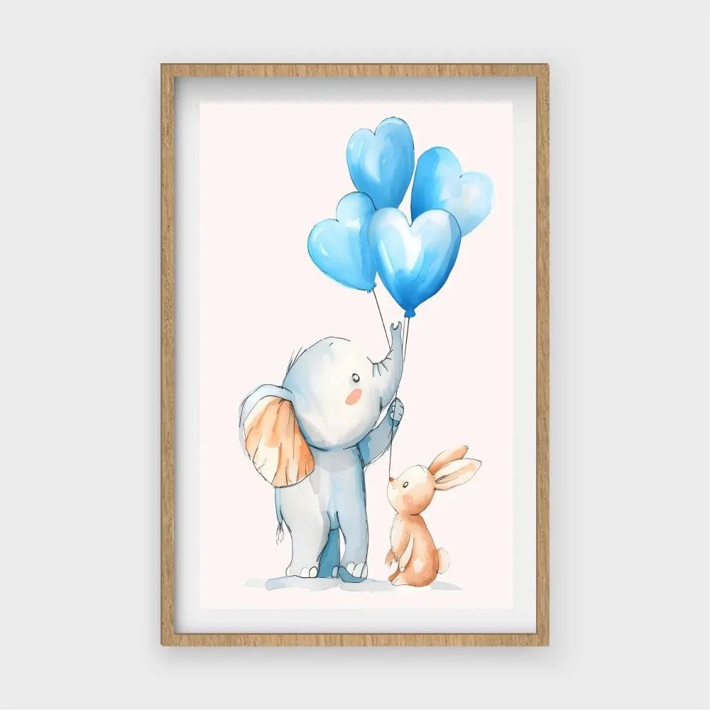 Baby Elephant play with rabbitJasmine Arts