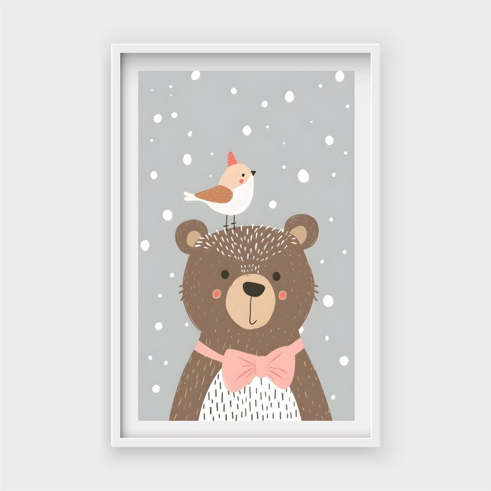 Cute Bear and Bird IllustrationJasmine Arts