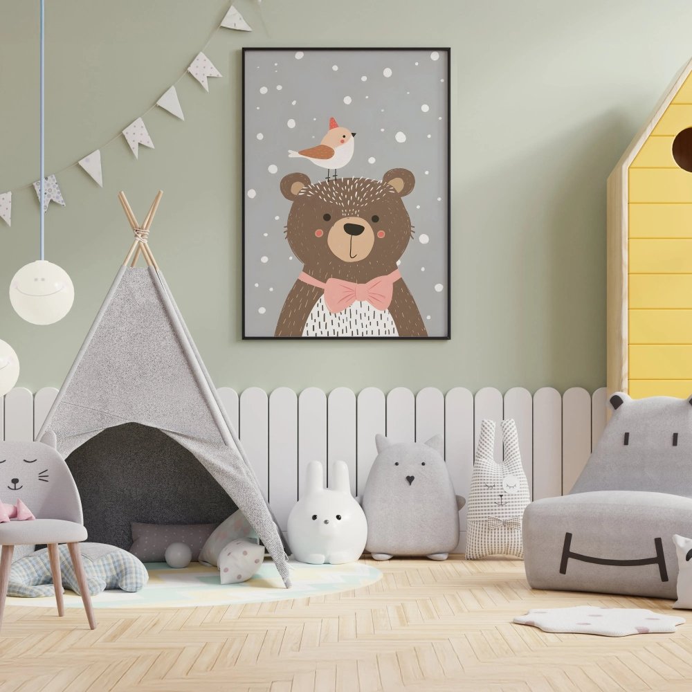 Cute Bear and Bird IllustrationJasmine Arts