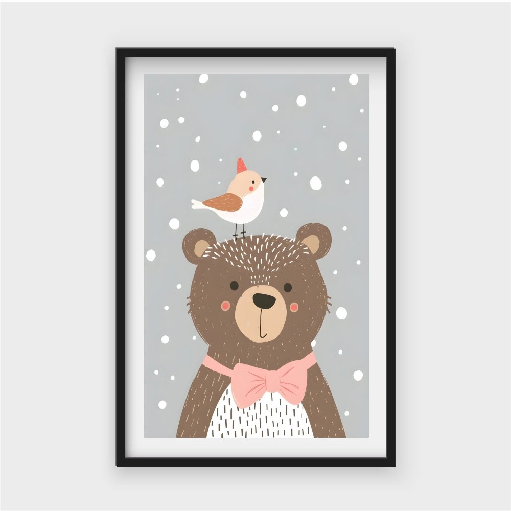 Cute Bear and Bird IllustrationJasmine Arts