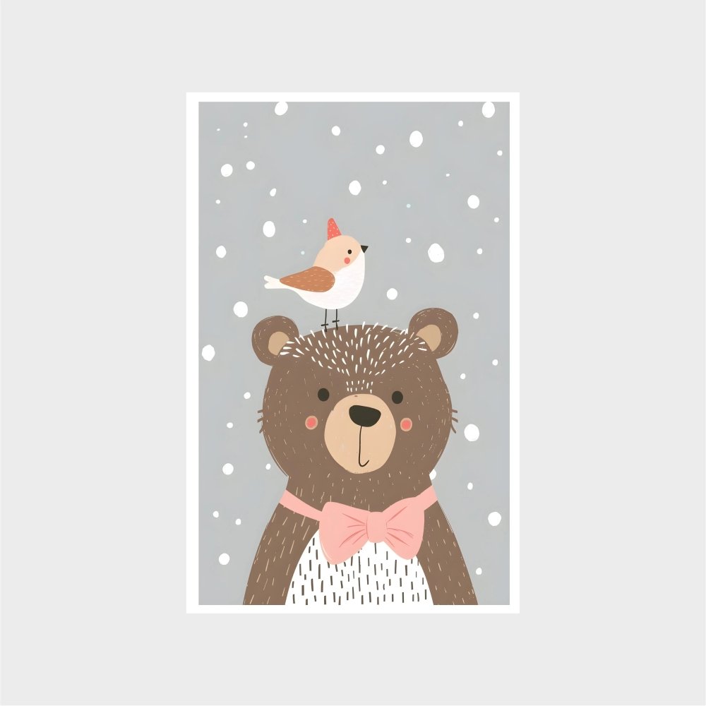 Cute Bear and Bird IllustrationJasmine Arts